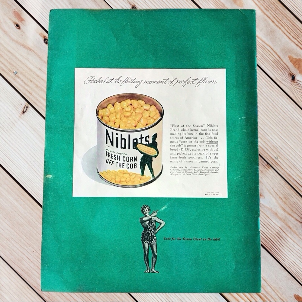 Vintage 1944 Green Giant Niblets Corn Advertisement Poster